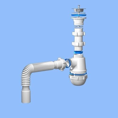 Сифон Ани Грот 1 1/2"х40 c гибкой трубой 40х40 (A0105)