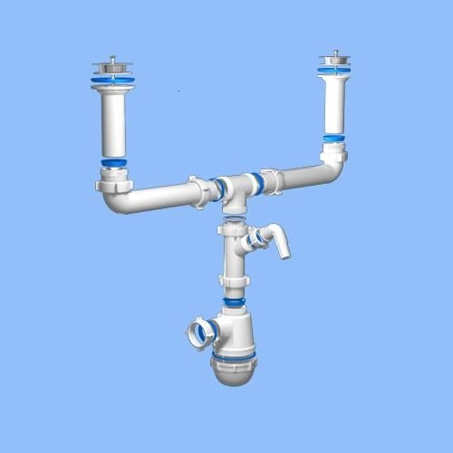 Сифон Ани Грот 1 1/2"х40 двойной, с отв. для ст/м (А3500)