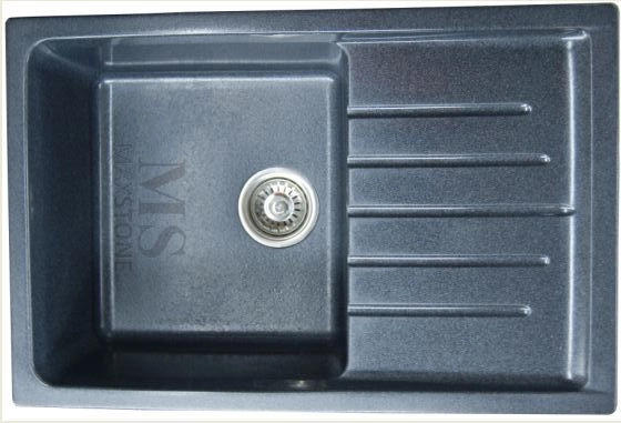 Мойка иск.камень 750 х495 черный металлик, без сифона МS-7 