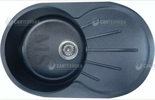 Мойка иск.камень 735 х450 черный металлик, без сифона МS-5