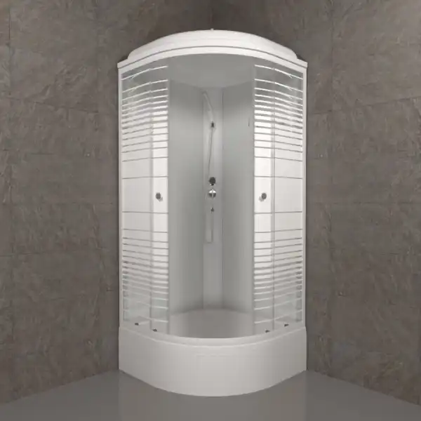 Душевая кабина 900х900 Стандарт В3, средний поддон, Полосы (ДН4, 7 мест+сифон D50мм)