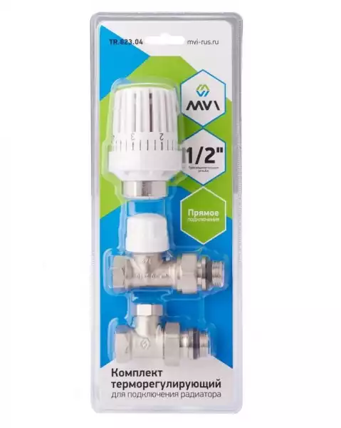 Комплект терморегулирующего оборудования для радиатора  прямой 1/2" (TR.623.04) MVI