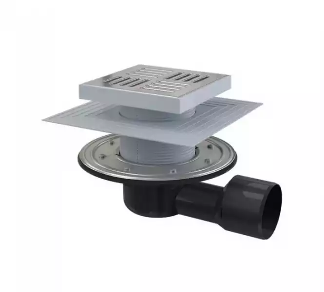 Трап д= 50/ 75 горизонтальный пласт, решетка нерж 150х150 (APV3444) Alcaplast 