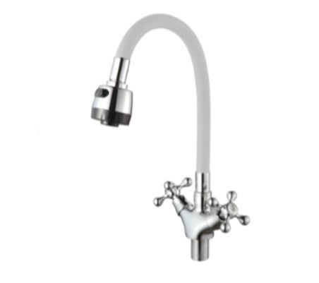 Смеситель для кухни 2мах. гибкий излив, Белый/хром (D153810-3Т) с/г D-Lin