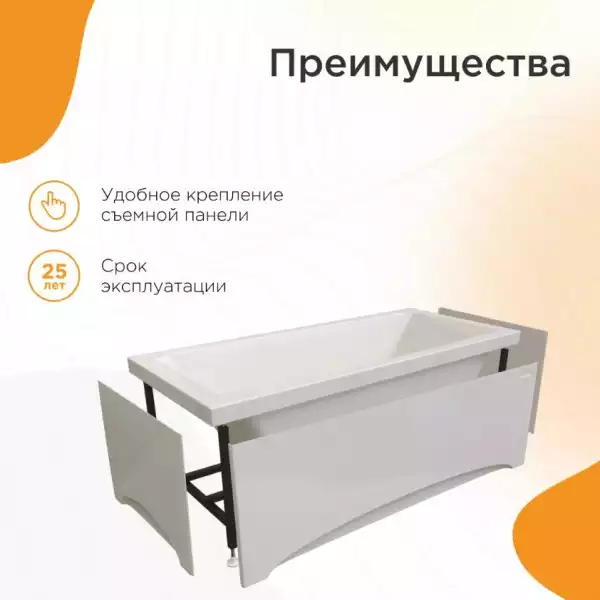 Ванна 1500x700 ВЕСТА на каркасе с экраном