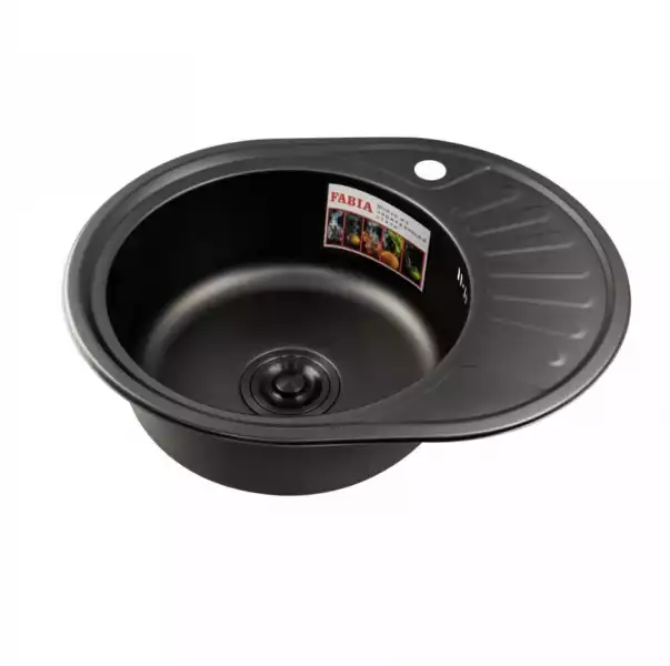 Мойка нерж.сталь 570х450 врезная левая графит (9563) FABIA