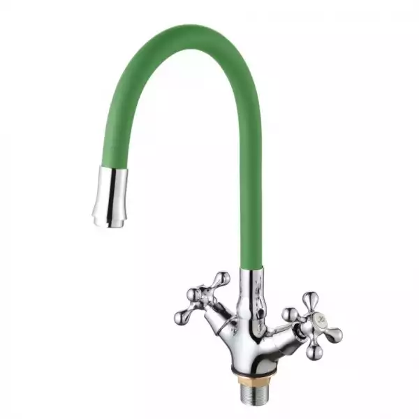 Смеситель для кухни 2мах. гибкий излив, Зеленый/хром (D153810-5) с/г D-Lin
