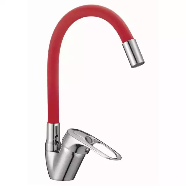 Смеситель для кухни однорычажный, гибкий излив Красный (D150628-4C) с/г D-Lin