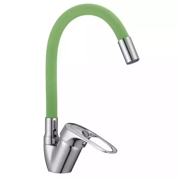 Смеситель для кухни однорычажный, гибкий излив Зеленый (D150628-5C) с/г D-Lin