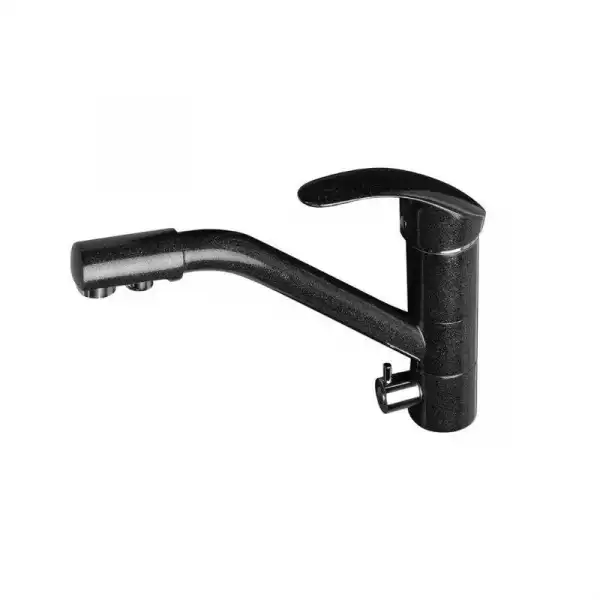 Смеситель для кухни однорычажный, с краном для пит. воды, черный металлик (МС-005) MaxStone