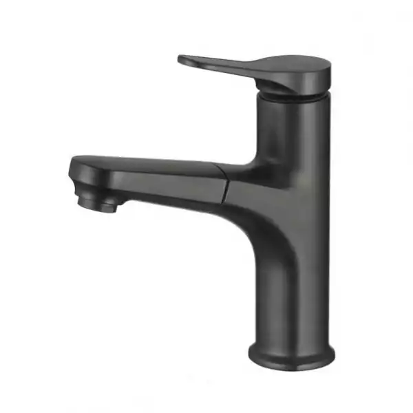 Смеситель для умывальника однорычажный, вытяжной излив, черный (D158367-А) л/г D-Lin