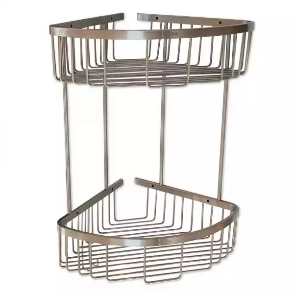 Полочка 22 см двойная угловая овальная, решётка из нержавеющей стали (80361) GFmark