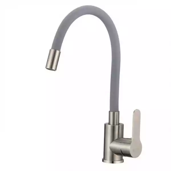 Смеситель для кухни однорычажный, гибкий излив Серый/сатин (H155316-2) н/г D-Lin