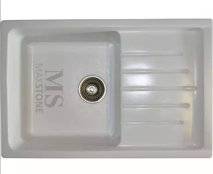 Мойка иск.камень 750 х495 белый металик, без сифона МS-7