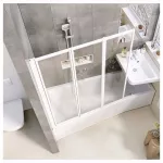 Шторка для ванны трёхэлементная VS3-100 профиль белый (795P0100Z1) RAVAK