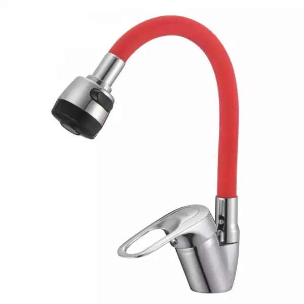 Смеситель для кухни однорычажный, гибкий излив Красный (D150628-4Т) с/г D-Lin