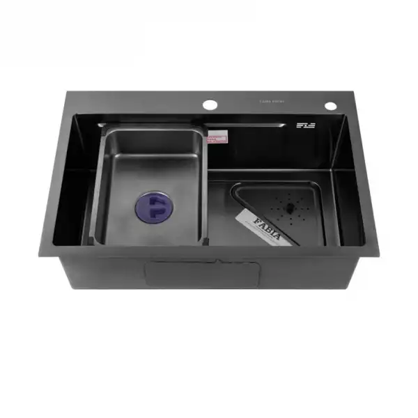 Мойка нерж.сталь 680х450 врезная, Графит, сифон, корзина (68453G) FABIA PROFI