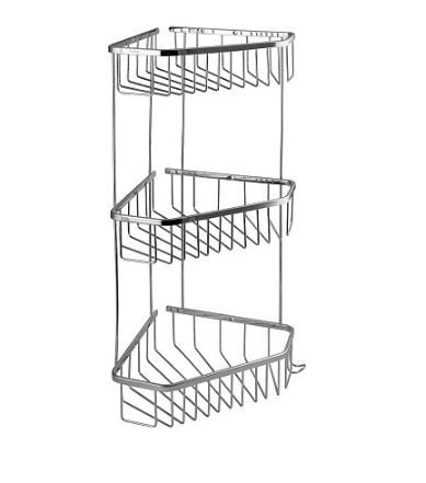 Полочка 22см тройная угловая пятиугольная, решётка из нержавеющей стали (75045) САНАКС