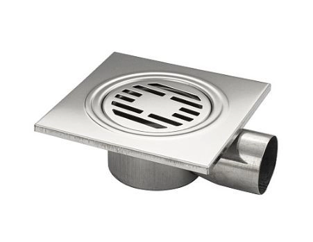 Трап д=50  горизонтальный нерж, решетка нерж.150х150 (00023) Санакс