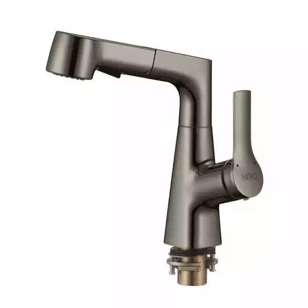 Смеситель для кухни однорычажный, с вытяжным изливом, Графит (D158374-S) с/ш D-Lin