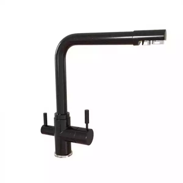 Смеситель для кухни, с краном для пит. воды, черный металлик (МС-015) MaxStone