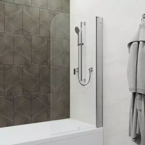 Шторка на ванну 750х1400 Соло-Квад, хром, прозрачное стекло (Тритон)