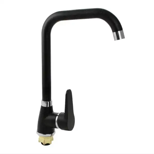 Смеситель для кухни однорычажный, высокий гибкий излив, черный (9318) BRIMIX