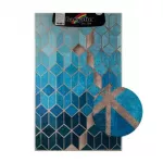 Коврик для ванной дизайнерский 550х900 голубые КУБЫ (00840) Турция