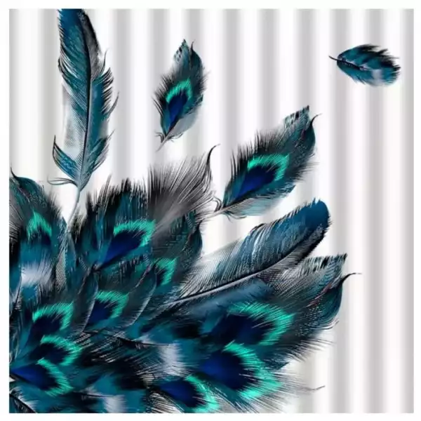 Занавеска для ванной 1800х1800 синие перья (01-86) САНАКС