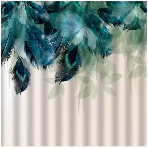 Занавеска для ванной 1800х1800 синие перья (01-86) САНАКС