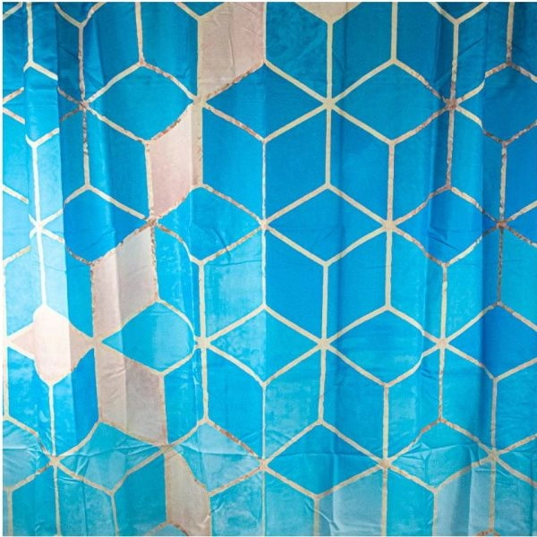 Занавеска для ванной 1800х1800 голубые КУБЫ (01-89) САНАКС