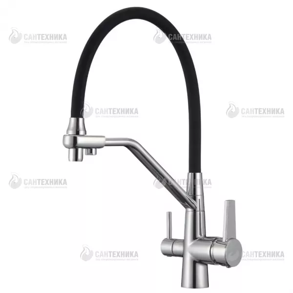 Смеситель для кухни однорычажный,с вытяжным изливом,с краном для пит.воды,серый (H159317) л/г D-Lin