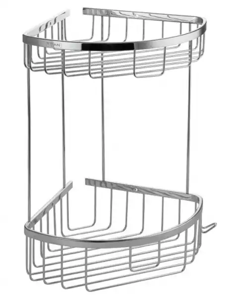 Полочка 22см двойная угловая овальная, решётка из нержавеющей стали (77251) САНАКС