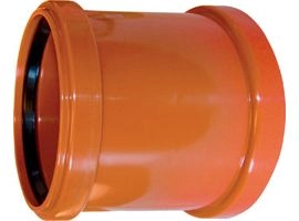 Муфта д=110 двойная с упором рыж. цв.