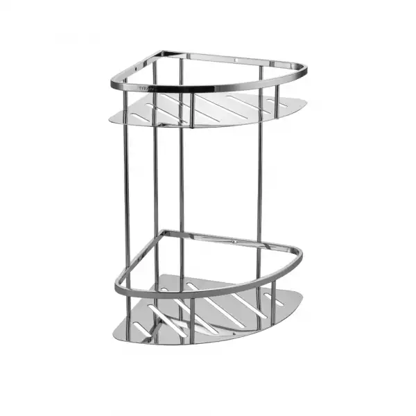 Полочка 22см двойная угловая овальная, решётка из нержавеющей стали (77351) САНАКС