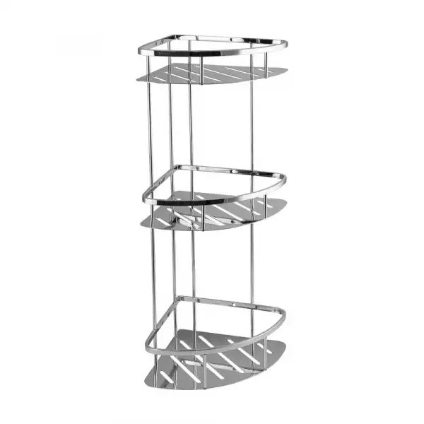 Полочка 22см тройная угловая овальная, решётка из нержавеющей стали (77355) САНАКС