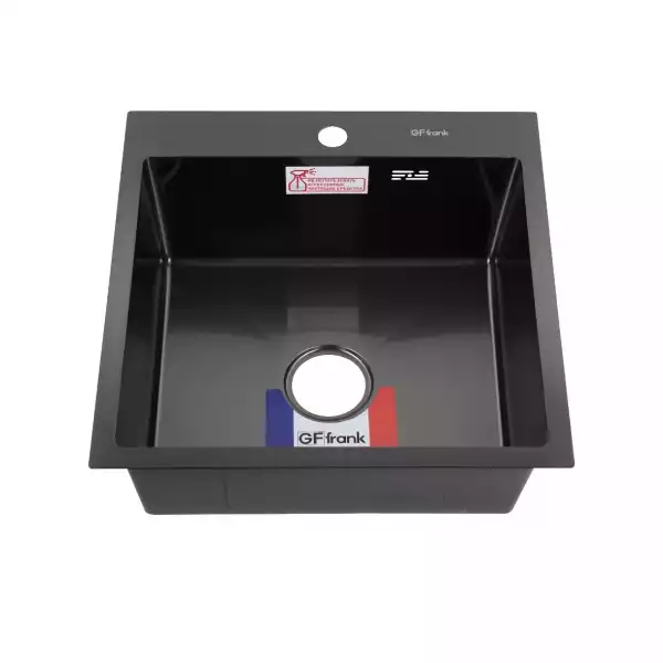Мойка нерж.сталь 500х500 врезная, цвет черный,сифон (50502В/50502G) GFfrank