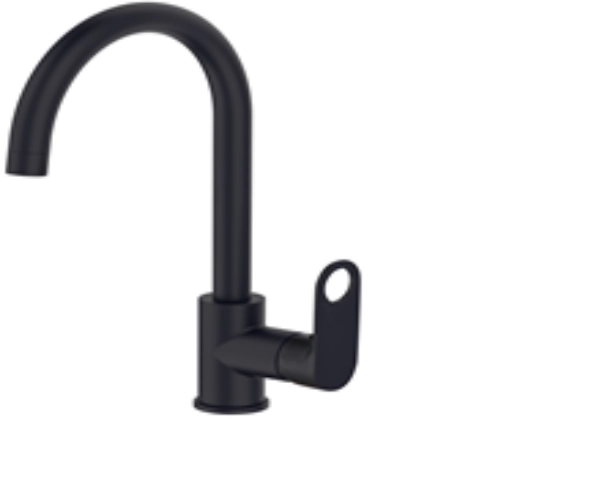Смеситель для кухни однорычажный, черный, с гайкой (D155377-А) D-Lin
