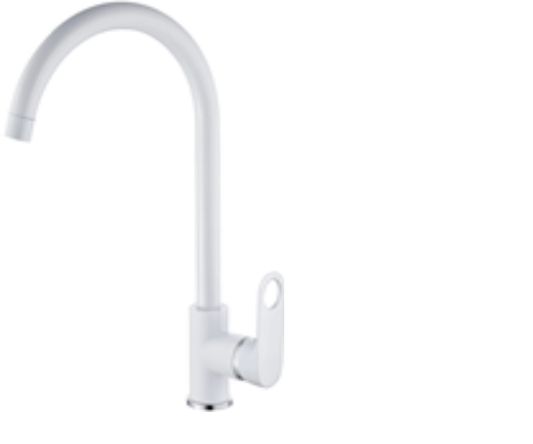 Смеситель для кухни однорычажный, белый, с гайкой (D155377-С) D-Lin