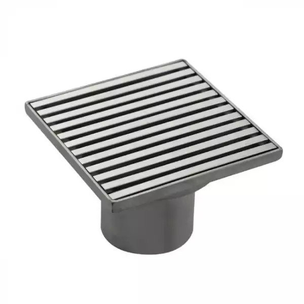 Трап д=50 вертикальный нерж, решетка нерж.100х100, сухой затвор, сатин (1187)