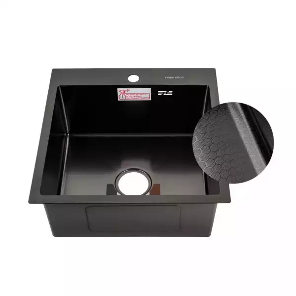 Мойка нерж.сталь 500х500 врезная графит, дизайн (505033G) FABIA PROFI
