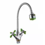 Смеситель для кухни 2мах. гибкий излив, хром/зеленый (А5383-5Т) с/г Ammore(D-Lin)