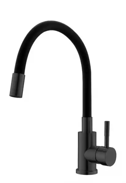 Смеситель для кухни однорычажный, высокий гибкий излив, Snake черный (K44BTotal/KТ44BTotal) ESKO