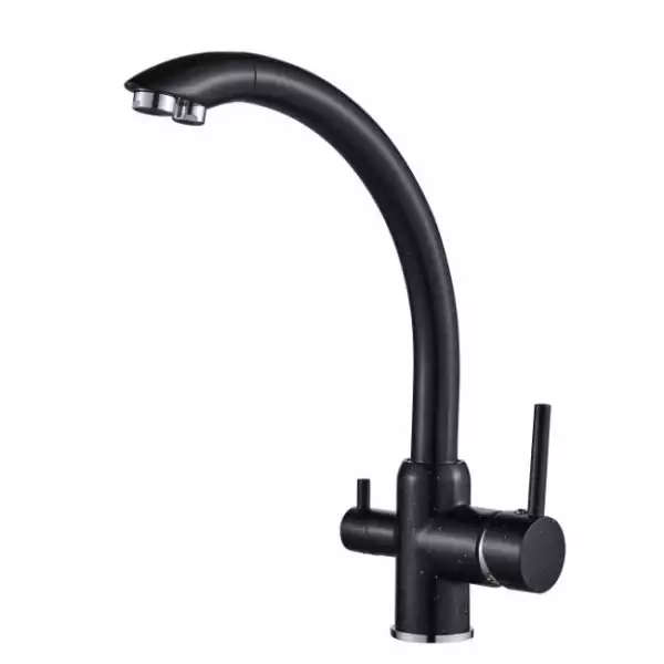 Смеситель для кухни однорычажный, с краном для пит. воды, черный (D159315-5А) л/г D-Lin