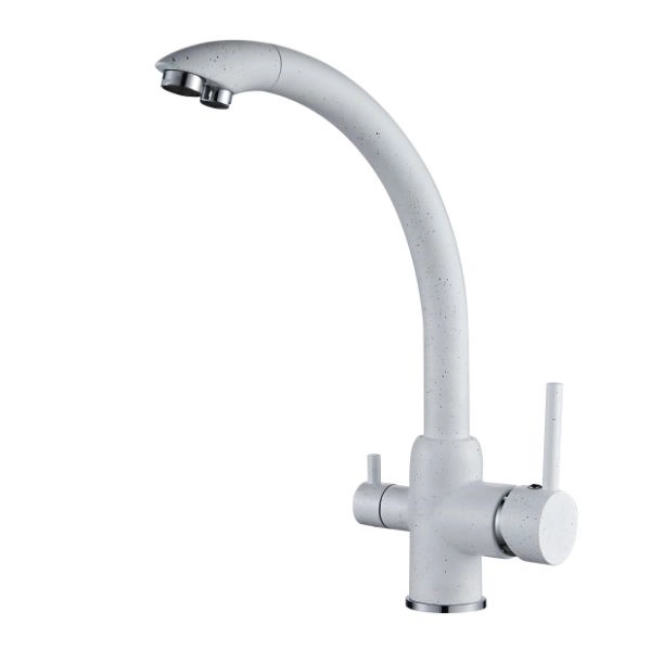 Смеситель для кухни однорычажный, с краном для пит. воды, белый (D159315-5С) л/г D-Lin