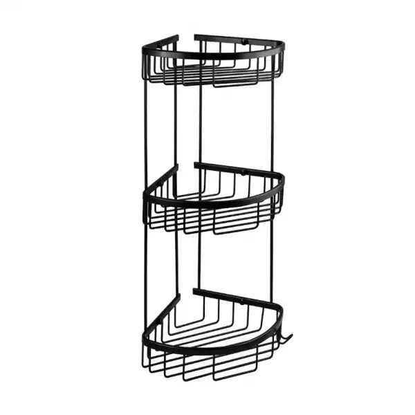 Полочка тройная угловая овальная, черная (76062) TITAN