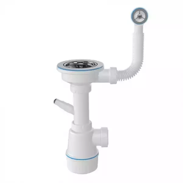 Сифон Эконом выпуск бол. 3 1/2 x40 с круглым гибким перелив с отв. для ст/м (1041/М1041) NOVA/ZEGOR