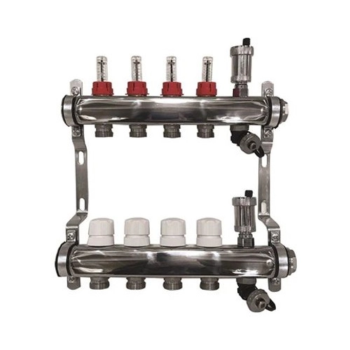 Коллекторная группа с расходомерами, дренаж.краном, воздухоотв. нерж 1х9х3/4  (8522 ONE PLUS)