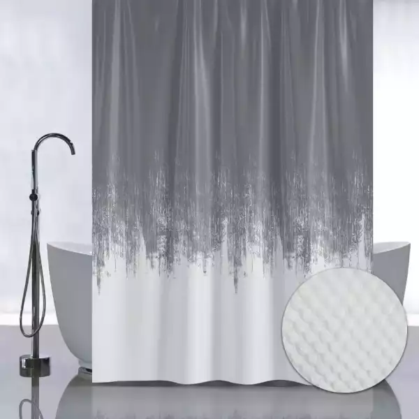 Занавеска для ванной 1800х1800 ПЕРЕХОД-ГРАФИТ, без колец (05-01) САНАКС