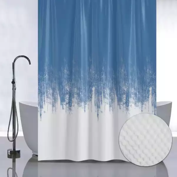 Занавеска для ванной 1800х1800 ПЕРЕХОД-СИНИЙ, без колец (05-04) САНАКС